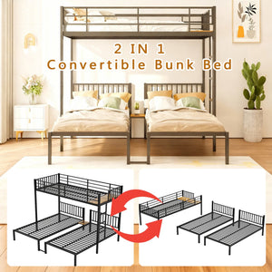English Elm Triple Triple Bunk Bed for Kids - Metal 3-Twin Convertible Set, Detachable, Durable, Space-Saving Design W3752S00001