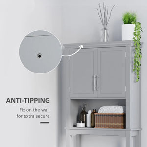 English Elm Home Over Toilet Cabinet with Shaker Doors Open Shelf Grey Bathroom Organizer T3971P466611