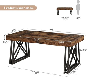 English Elm Executive Home Office Desk with Warm Wood Grain Finish and Spacious 63 Inch Worksurface T3971P463781