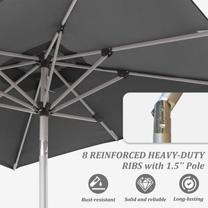 English Elm Rectangle Patio Umbrella With Crank Lift & Adjustable Tilt - Stylish Grey Shade For Outdoors W1859P320942-GIGA