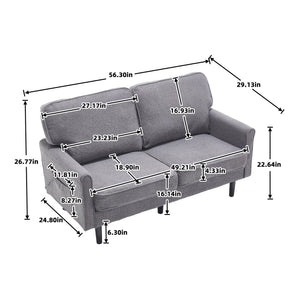 English Elm Loveseat Mid Century Modern Two-Seater Sofa with USB Type-C Charging, Removable Zipper Covers, Durable Wood Legs Gray W395P238824