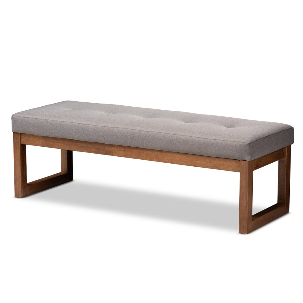 Baxton Studio Baxton Studio Modern Grey Fabric Upholstered Walnut Wood Bench for Entryway & Living Room Style BBT5337-Grey-Bench