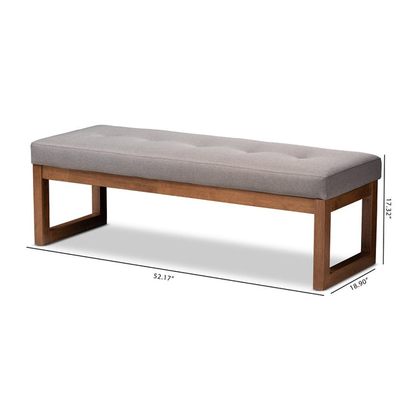 Baxton Studio Baxton Studio Modern Grey Fabric Upholstered Walnut Wood Bench for Entryway & Living Room Style BBT5337-Grey-Bench