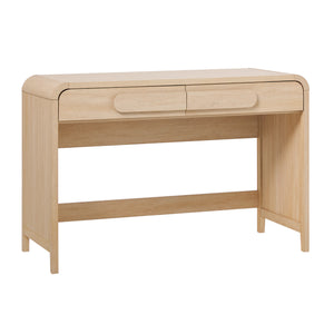 Chantelle Modern Curved Writing Desk with Statement Wood Drawer Pulls Coastal Oak WECHA42OS2CO0 Walker Edison