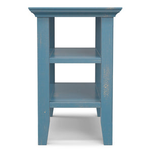 English Elm Acadian Solid Pine Narrow Side Table with Open Shelves in Coastal Blue Farmhouse Finish B136P419854