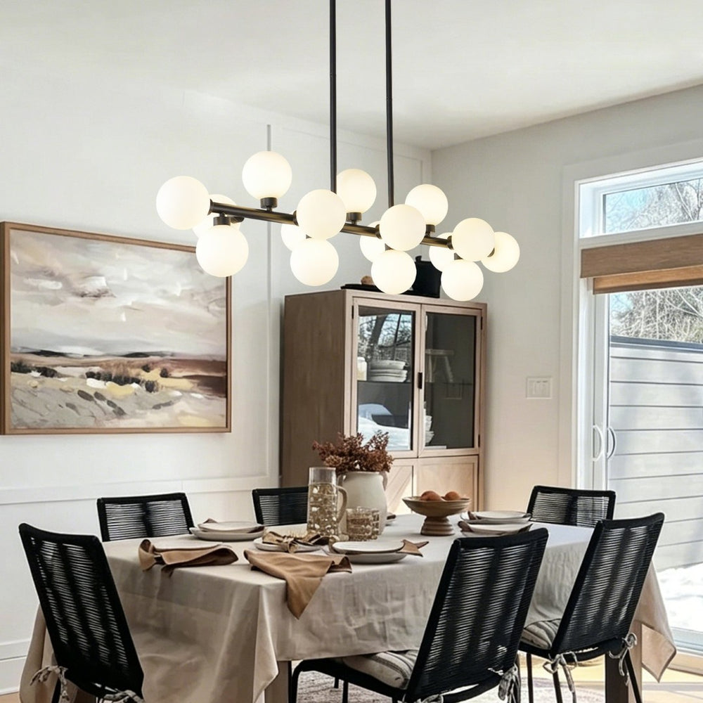 English Elm Pendant Lamp 16 Opal Seeded Glass Shades Gold Frame Farmhouse Dining Island Light Matte Black W5008P466518