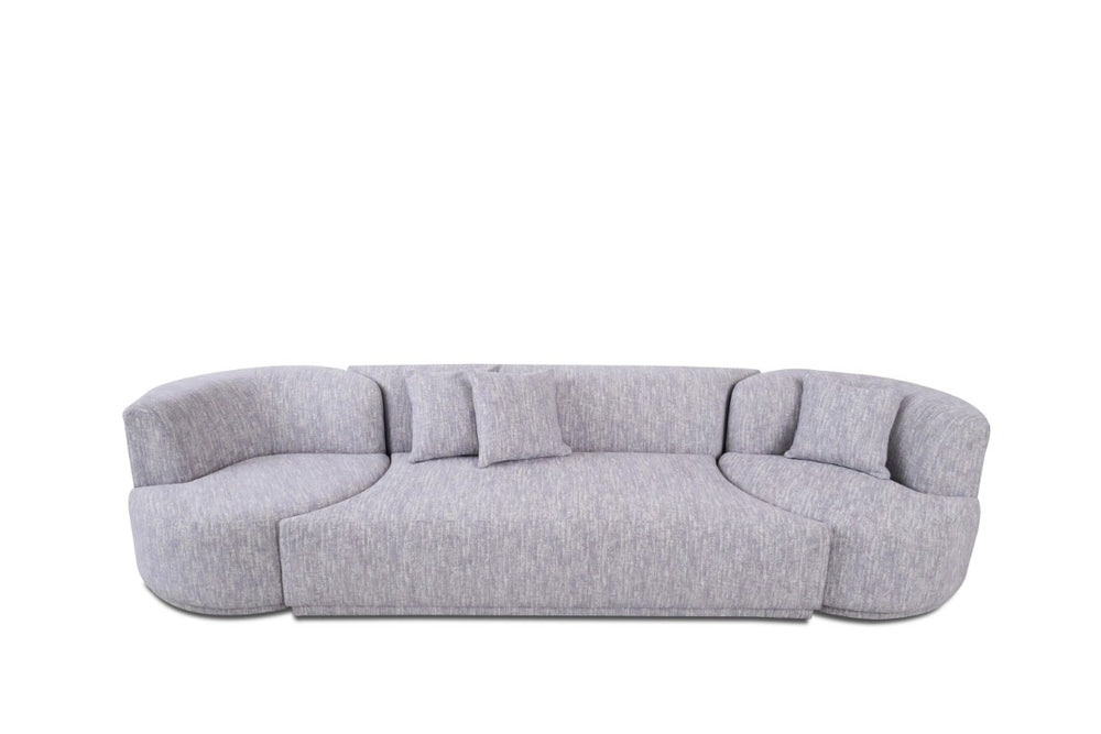 VIG Furniture Beau Light Grey Modern Sectional Sofa With Two Swirling Chairs, Plush Cushioning & Toss Pillows VGAH-VH119-LTGRY