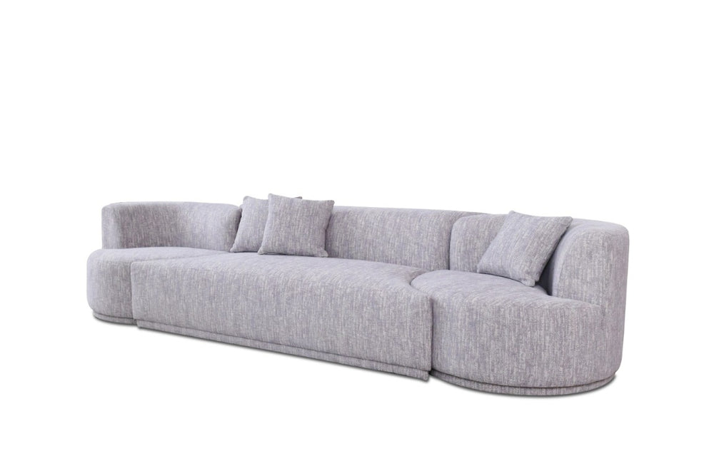 VIG Furniture Beau Light Grey Modern Sectional Sofa With Two Swirling Chairs, Plush Cushioning & Toss Pillows VGAH-VH119-LTGRY