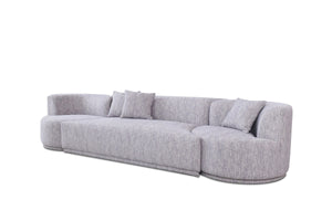 VIG Furniture Divani Casa Beau - Modern Light Grey Fabric Sectional Sofa With 2 Swirling Chair VGAH-VH119-LTGRY