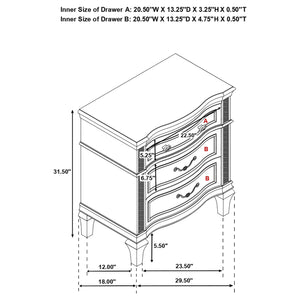English Elm Evangeline Silver Oak 3-Drawer Nightstand with Hexagonal Hardware, Turned Tapered Legs, Modern Elegance B062P344978