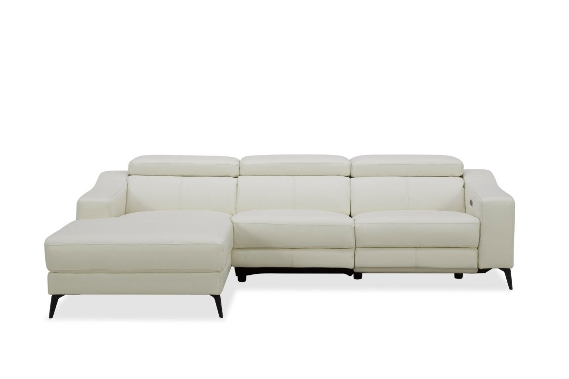 Rampart Modern L-Shape Laf Leather Reclining Sofa With Dual Motors Cha