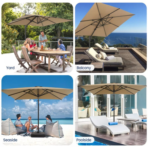 English Elm 10 Ft Square Cantilever Patio Umbrella Upf 50 Offset Canopy with 360 Rotation Khaki B082P454952