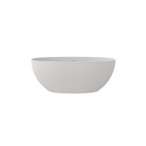 English Elm 59" Freestanding Soaking Tub Solid Surface Matte White Sculptural Bathtub for Modern Bath W2704P215133