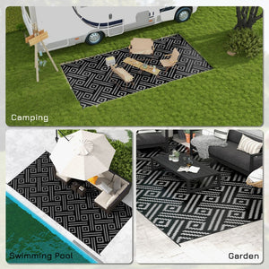 English Elm Outsunny Reversible Polypropylene Outdoor Rug Geometric Waterproof Mat for Camping Decks W2225P174543