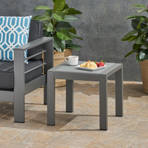 Christopher Knight Home® - Noble House - Cape Coral Outdoor Aluminum Side Table with Glass Top