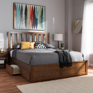 Baxton Studio Baxton Studio Raurey Queen Size Storage Platform Bed in Warm Walnut - Modern Design & Smart Storage Solutions MG5110-Walnut-Queen