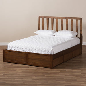 Baxton Studio Baxton Studio Raurey Queen Size Storage Platform Bed in Warm Walnut - Modern Design & Smart Storage Solutions MG5110-Walnut-Queen