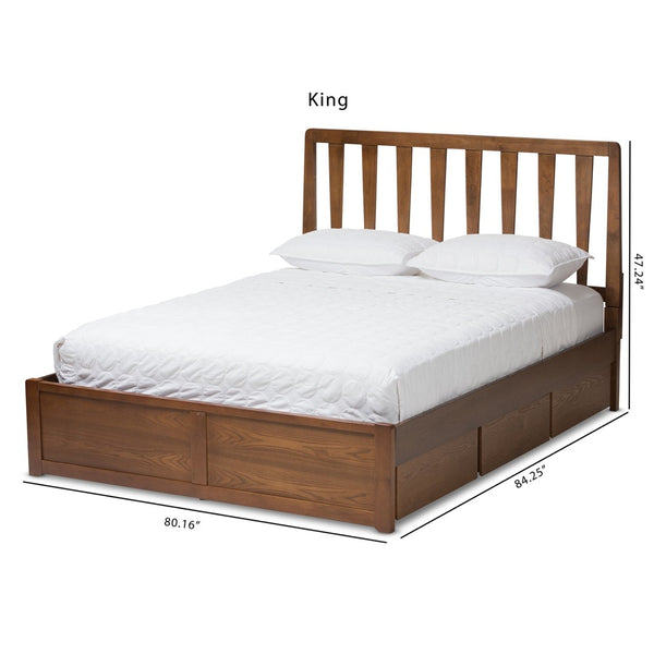 Baxton Studio Baxton Studio Raurey Queen Size Storage Platform Bed in Warm Walnut - Modern Design & Smart Storage Solutions MG5110-Walnut-Queen