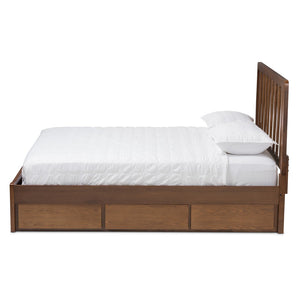 Baxton Studio Baxton Studio Raurey Queen Size Storage Platform Bed in Warm Walnut - Modern Design & Smart Storage Solutions MG5110-Walnut-Queen