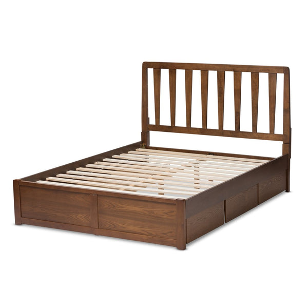 Baxton Studio Baxton Studio Raurey Queen Size Storage Platform Bed in Warm Walnut - Modern Design & Smart Storage Solutions MG5110-Walnut-Queen