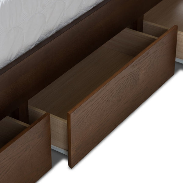 Baxton Studio Baxton Studio Raurey Queen Size Storage Platform Bed in Warm Walnut - Modern Design & Smart Storage Solutions MG5110-Walnut-Queen
