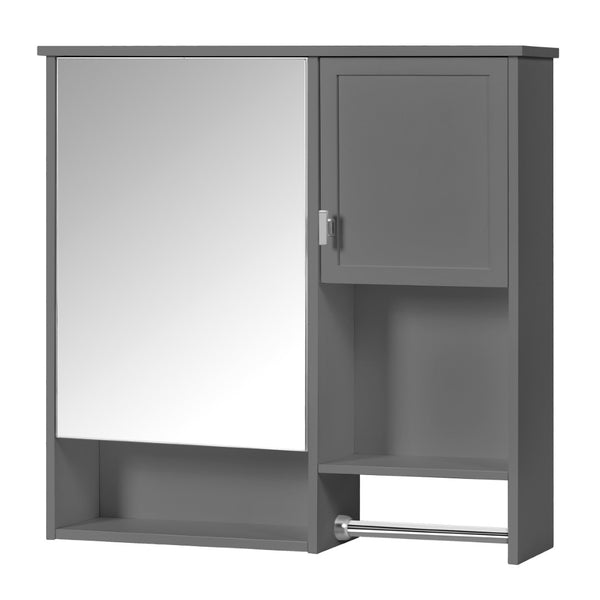English Elm 29'' Wall Mounted Bathroom Cabinet with Mirror Towel Bar and Adjustable Shelving N710P209440E