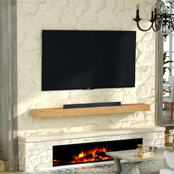 English Elm Fireplace Mantel 72" Diy Floating Wood Shelf - Handcrafted Rustic Design For Custom Home Décor T3210P391504