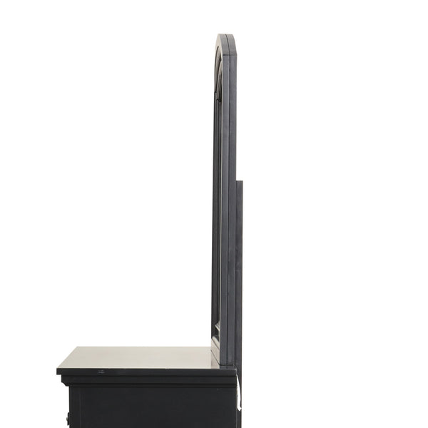 English Elm Meade Carved Wood Veneer Mirror with Low-Distortion Glass, 42"H x 36"W Decorative Statement Piece Black 40.3 L x 46.6 W x 4.3 H B078P301543