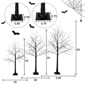 English Elm 3 Pack Halloween Spooky Tree Set with Purple LED Lights, 4ft‑6ft Hinged UV‑Resistant Indoor Decor (96) PX283443AAF