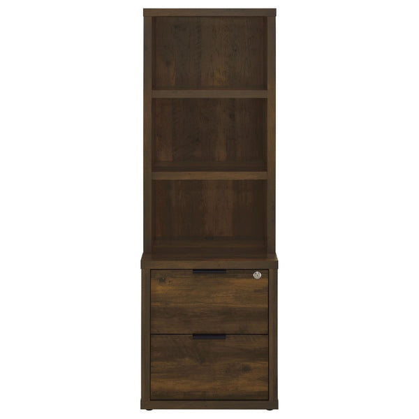English Elm Geary Modular Three Piece Bookcase Wall Unit with Locking Drawers and Usb Charging Dark Brown B062S01704