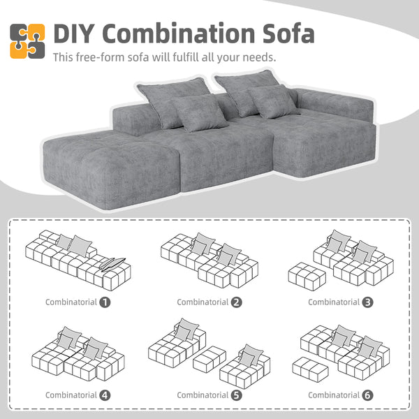 English Elm Modern Modular Sectional Sofa Set In Sparkling Chenille - 4-Piece Diy Design With Ottoman & Pillows W1885S00056