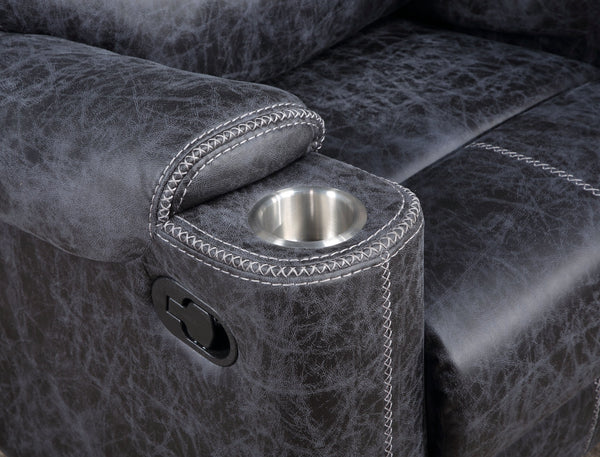 English Elm Hirah Microfiber Manual Recliner Chair with Cup Holder, Pocket Coil Seat, KD Back, 120° Recline Dark Gray 39.98 L x 30.32 W x 27.17 H B2726P362588