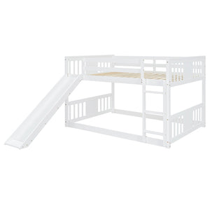 English Elm Full Over Kids Bunk Bed with Built-in Slide Ladder Pine Frame Gray Finish LT100208AAK