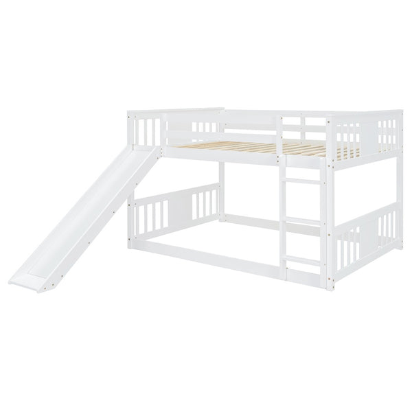 English Elm Full Over Kids Bunk Bed with Built-in Slide Ladder Pine Frame Gray Finish LT100208AAK