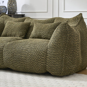 English Elm Soft Plush Foam Beanbag Chair for Two People, Square Recliner Sofa With Superfiber Comfort Embrace Olive Green W1996P252273