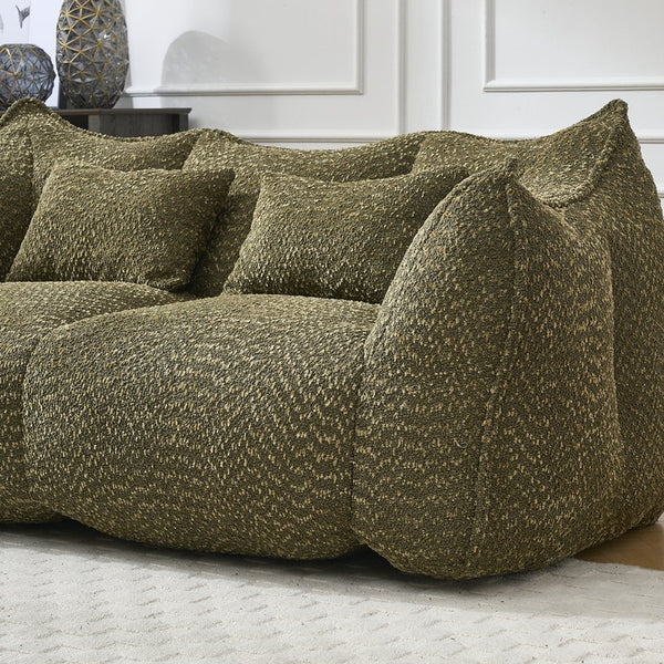 English Elm Soft Plush Foam Beanbag Chair for Two People, Square Recliner Sofa With Superfiber Comfort Embrace Olive Green W1996P252273