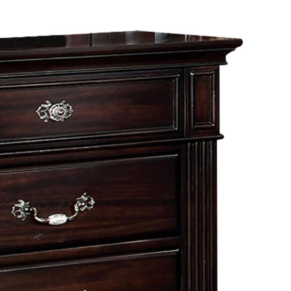 English Elm Syracuse Dark Walnut Nightstand with Antique Brass Hardware for Classic Bedrooms B056P417102