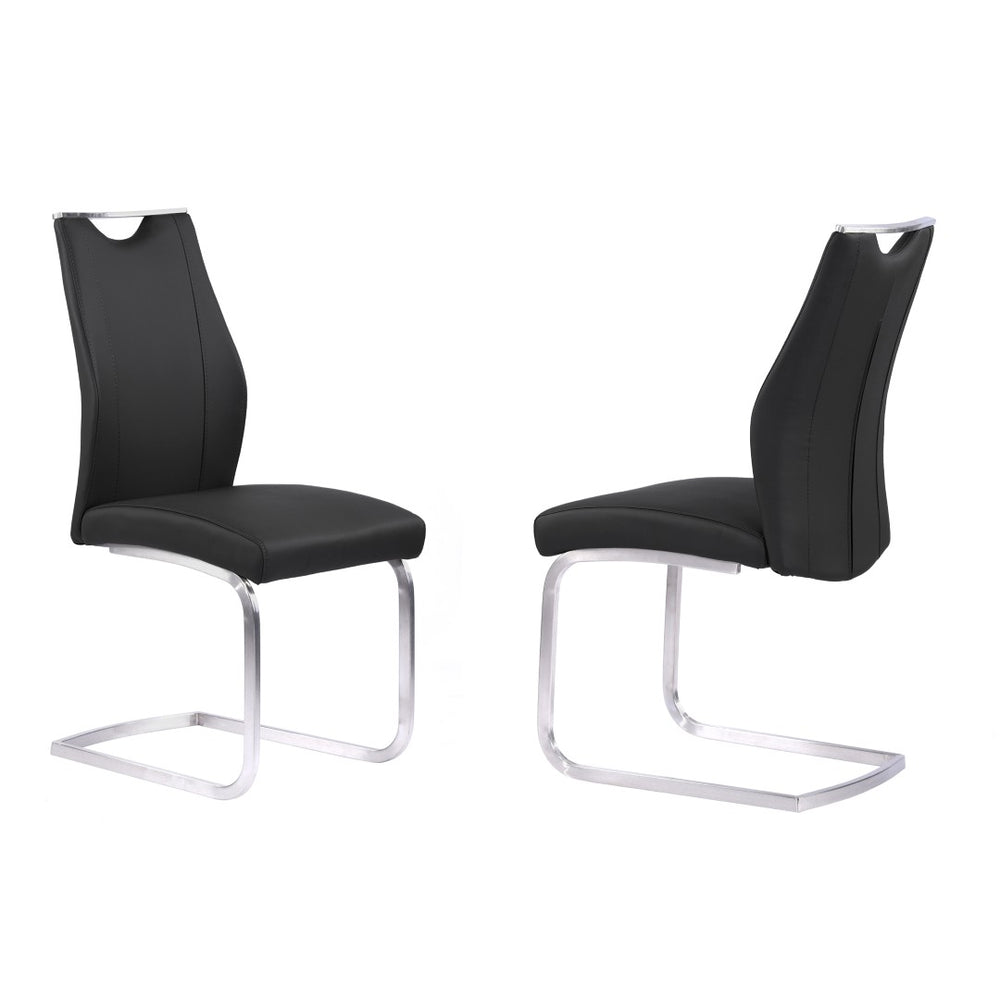 English Elm Bravo High Back Faux Leather Dining Chairs with Steel Frame Modern Set of 2 B2736P464809