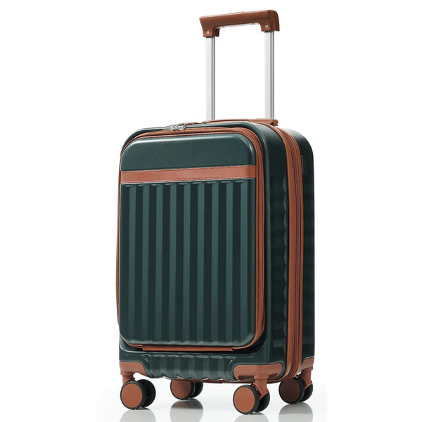 English Elm Luggage 3 Piece Abs Hard Shell Set with Usb Port Front Access and Spinner Wheels Dark Green N726P307555G