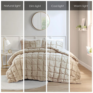 English Elm King Plush Velvet Comforter Set King Size with Down Alternative Fill, Box Quilting, Luxurious Softness Brown 22.05 L x 19.68 W x 16.93 H B035P203236