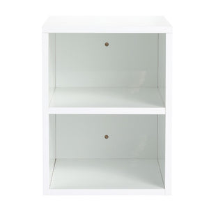 English Elm 12 Inch Two Tier Wall Mounted Bathroom Shelf Glossy White Engineered Wood Storage W1972P401281