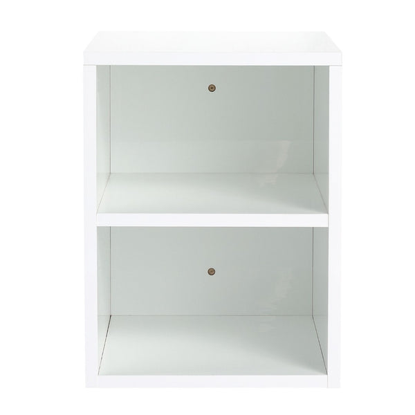 English Elm 12 Inch Two Tier Wall Mounted Bathroom Shelf Glossy White Engineered Wood Storage W1972P401281
