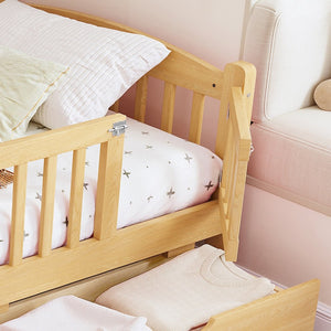 English Elm Metal Twin Over Full Bunk Bed White Steel Frame Space Saving Slat Support for Teens Natural W1580P383110