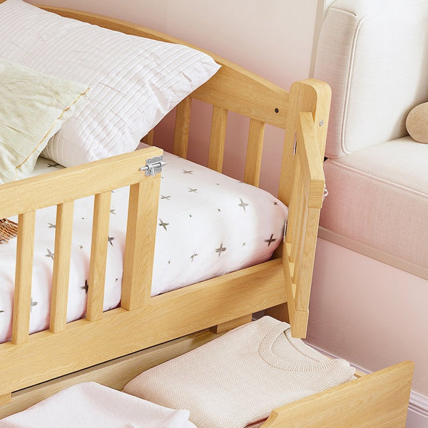 English Elm Metal Twin Over Full Bunk Bed White Steel Frame Space Saving Slat Support for Teens Natural W1580P383110