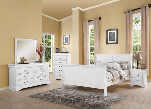 English Elm White Sleigh Bed with Curved Headboard, Solid Pine Frame, Box Spring Compatible, Timeless Bedroom Centerpiece B062S00525