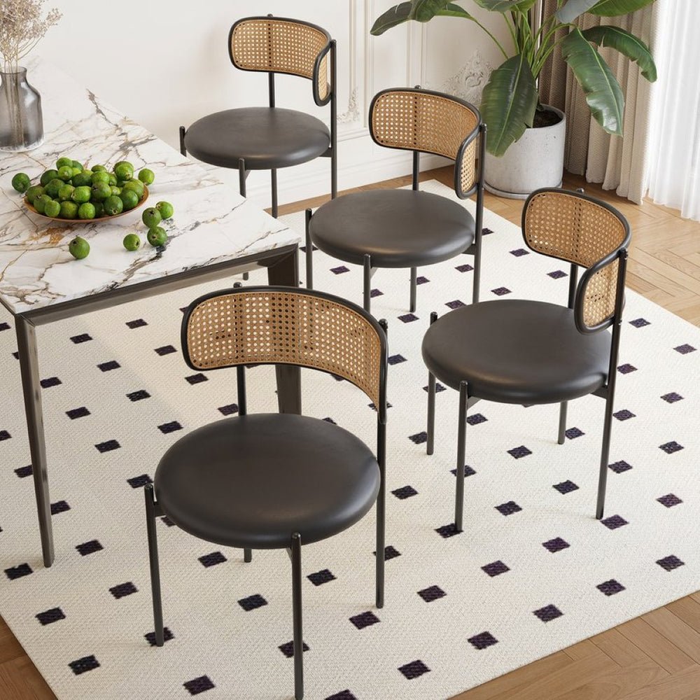 English Elm Adjustable Swivel Barstools Set of 2 Pu Leather Industrial Mid-century Kitchen Island Seating Black T3623P433769