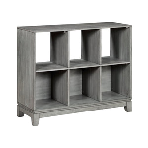 English Elm Gray 6-Shelf Bookcase with Okume Veneer Rustic-Transitional Design, Sturdy Storage for Home Office Gray 45.75 L x 19.75 W x 15.5 H B011P294713