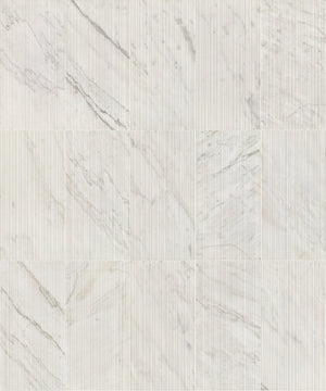 English Elm 12*24 White Marble Wall Tiles - Textured 3D Fluted Finish For Luxe Interiors, 4 Genuine Pieces W1696P262333