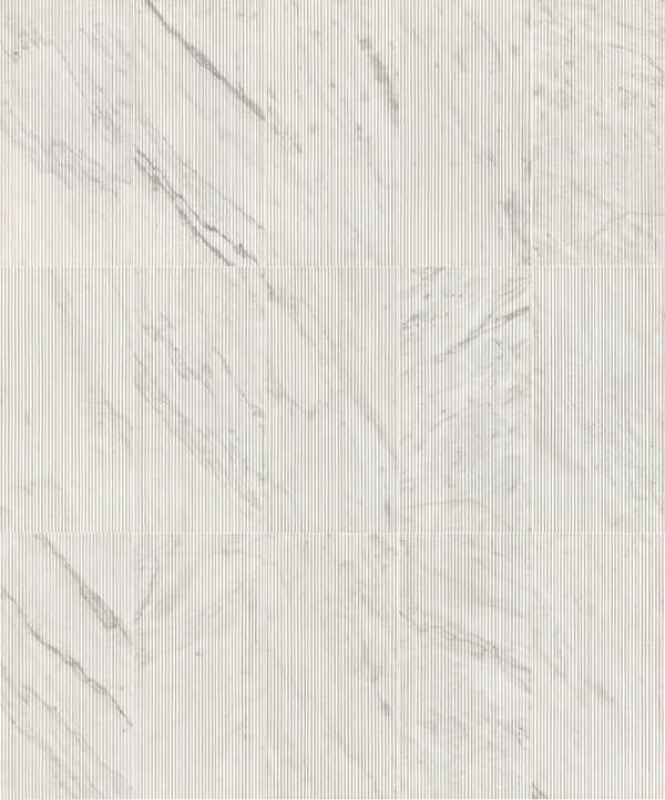 English Elm 12*24 White Marble Wall Tiles - Textured 3D Fluted Finish For Luxe Interiors, 4 Genuine Pieces W1696P262333