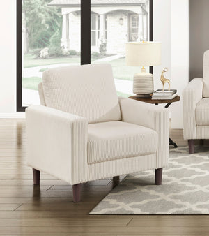 English Elm Modern Track Arm Beige Corduroy Chair with Cushioned Seat, Faux Wood Legs — Cozy Modern Living Accent B011P359658